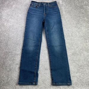 Levi’s Wedgie Straight Jeans 25 High Rise Cropped Button Fly Dark Wash